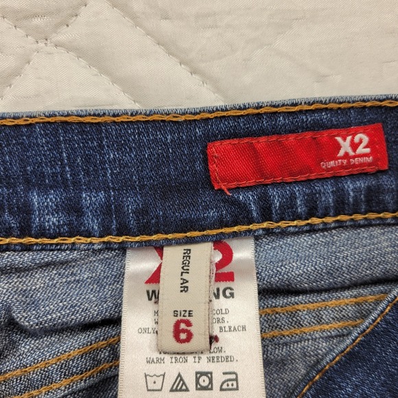 X2 Curvy Regular Rise Boot Cut distressed blue jeans size 6 waist 31 - Picture 8 of 10